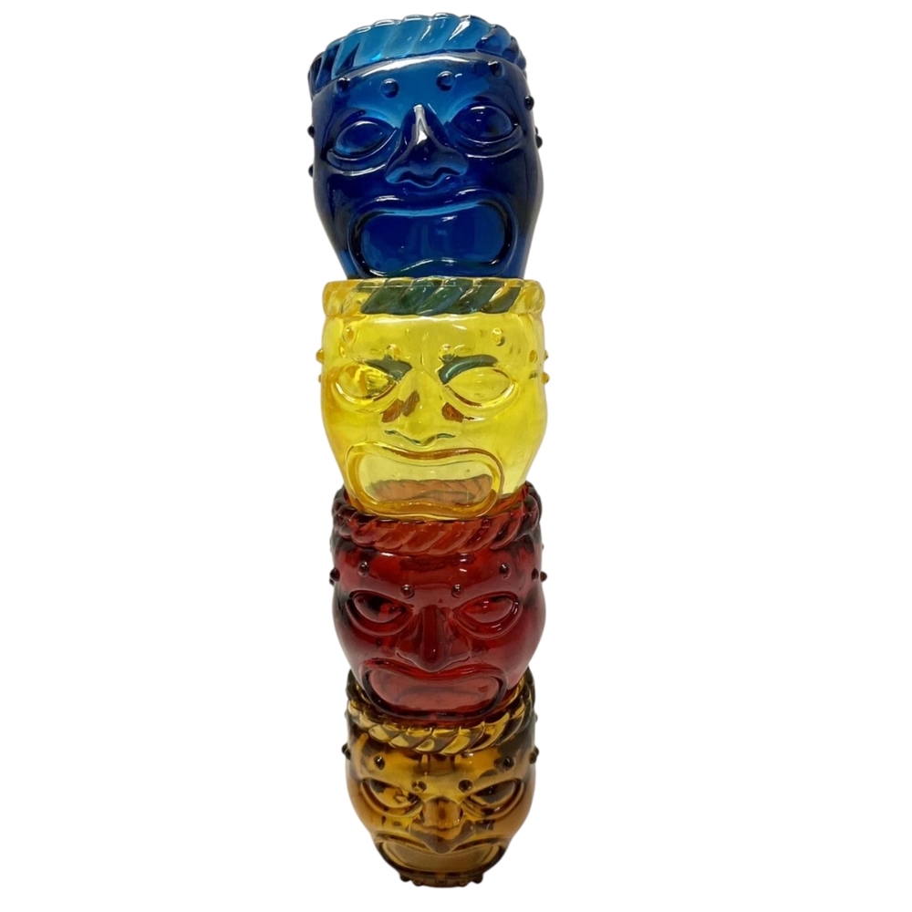 Tiki Head Shot Glasses Plastic Set Of 4 Vintage